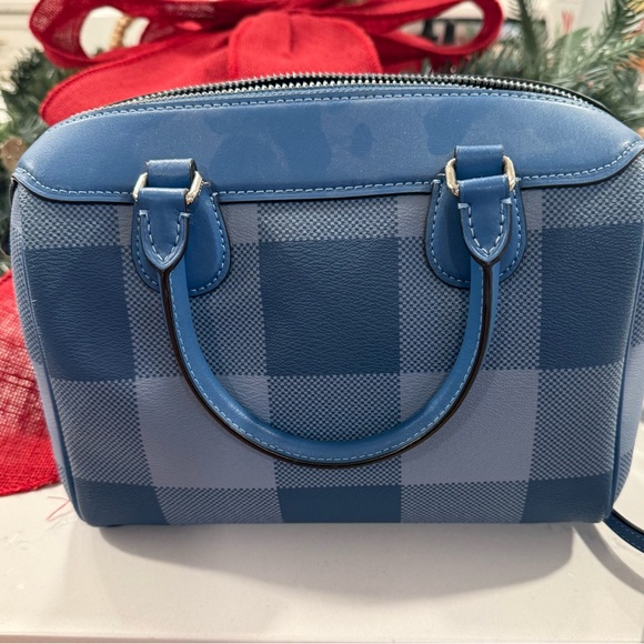 Coach Blue Buffalo Check Satchel + Matching Wristlet Set - Picture 2 of 6